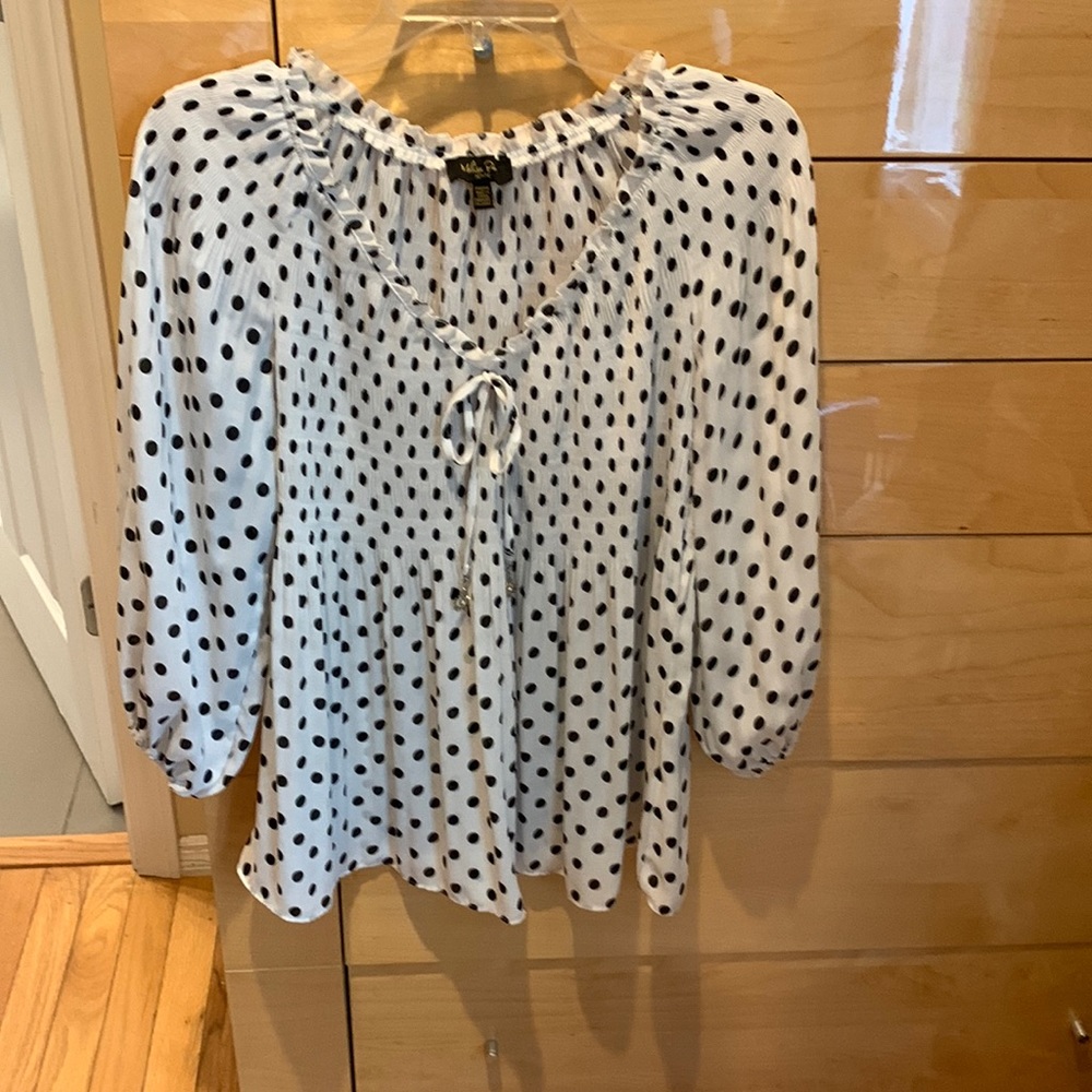 White polka dot blouse
